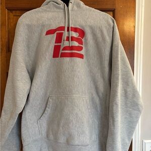 TB12 Gray Hoodie. Large (Tom Brady)